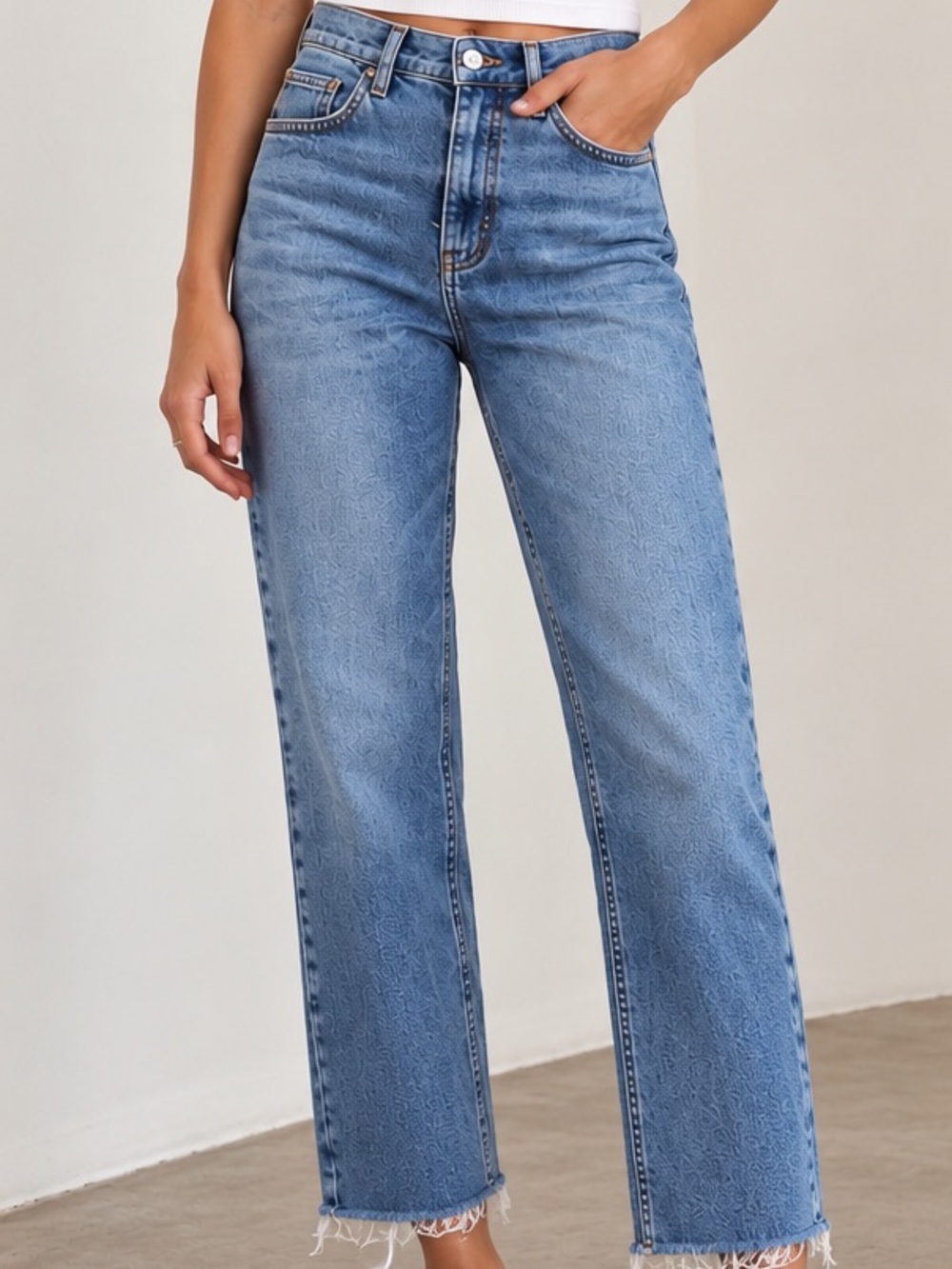 Pilcro Distressed Straight Leg Raw Hem Jeans – Size 25